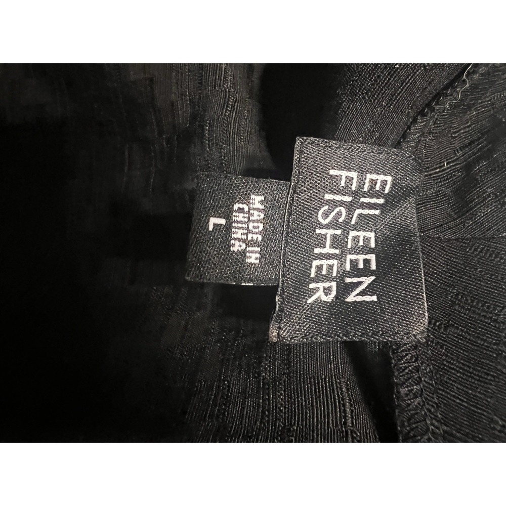 Eileen Fisher Silk And Linen Black Work Jacket Blazer Large Lightweight - Picture 6 of 7
